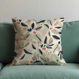 Neutral Floral Cushion Cover, Paint Effect Abstract Leaves & Flowers Throw Pillow Botanical Minimalist Decor - thumbnail 4