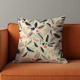 Neutral Floral Cushion Cover, Paint Effect Abstract Leaves & Flowers Throw Pillow Botanical Minimalist Decor - thumbnail 3