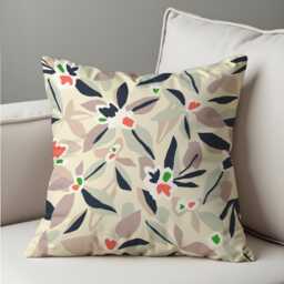 Neutral Floral Cushion Cover, Paint Effect Abstract Leaves & Flowers Throw Pillow Botanical Minimalist Decor - thumbnail 1