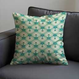 Teal Floral Cushion Cover, Geometric Flower Throw Pillowcase, Scandinavian Style Sofa Case, Modern Home Decor - thumbnail 3