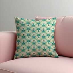Teal Floral Cushion Cover, Geometric Flower Throw Pillowcase, Scandinavian Style Sofa Case, Modern Home Decor - thumbnail 2