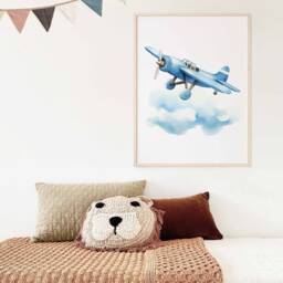 Airplane Poster, Plane Aviation Wall Art, Vehicle Prints, Boys Room Kids Decor, Watercolor Art - thumbnail 2