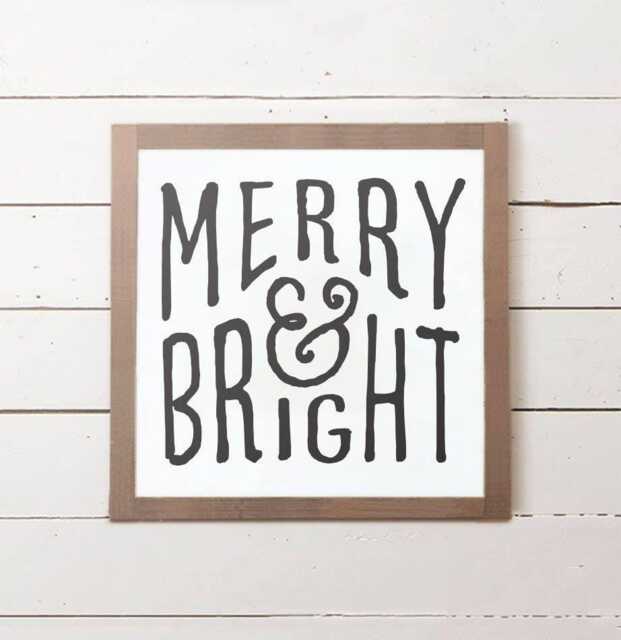 Merry & Bright Christmas Wall Sign - Sign, Gift, Decor, Farmhouse Decor - image 1