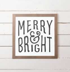 Merry & Bright Christmas Wall Sign - Sign, Gift, Decor, Farmhouse Decor - thumbnail 1