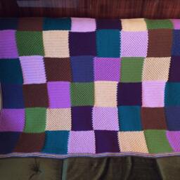 Hand Knitted Squares Afghancolorful Knitting Blanket - thumbnail 2