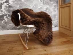 Sheepskin Brown X Throw Genuine Leather Wool Carpet Decorative Rug Brown Comfy, Cozy, Hair Is Very Thick, Shiny - thumbnail 1