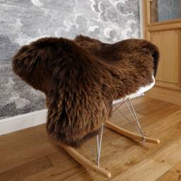 Sheepskin Brown X Throw Genuine Leather Wool Carpet Decorative Rug Brown Comfy, Cozy, Hair Is Very Thick, Shiny - thumbnail 3