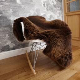 Sheepskin Brown X Throw Genuine Leather Wool Carpet Decorative Rug Brown Comfy, Cozy, Hair Is Very Thick, Shiny - thumbnail 2