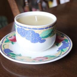 Teacup Candle Trade Winds Tableware, Pretty Pear, Apple, Grape & Mosaic Design, Filled With Vanilla Wax, Birthday, Anniversary, Wedding Gift - thumbnail 3