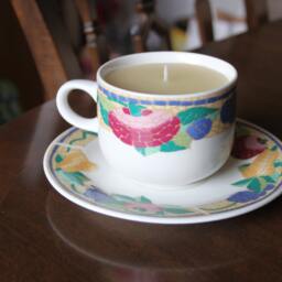 Teacup Candle Trade Winds Tableware, Pretty Pear, Apple, Grape & Mosaic Design, Filled With Vanilla Wax, Birthday, Anniversary, Wedding Gift - thumbnail 2