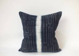 Indigo Mudcloth Pillow Cover, African Textile Pillow, Boho Throw, Lumbar Or Square - thumbnail 1