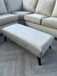 Premium Creamy Off White Stitched Lid Luxurious Plush Velvet Ottoman Storage Bench Perfectly Designed Footstool Bench Coffee Table - thumbnail 1