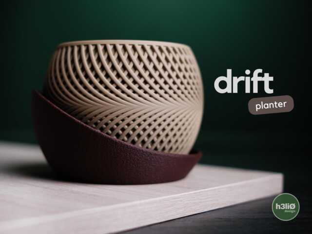 Modern Minimalist Planter With Plate, 3D Printed Indoor Plant Pot, Drift - image 1