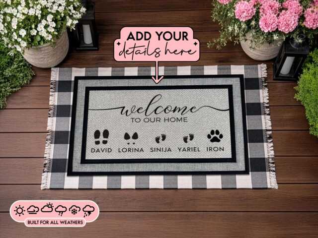 Custom Family Name Outdoor Rug, Waterproof Porch Entrance Mat - image 1
