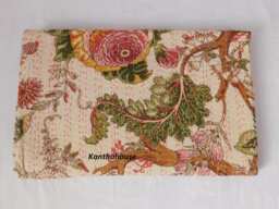 Indian Handmade Kantha Quilt Bedspread Throw Cotton Blanket Gudari Queen Bedcover & Twin - thumbnail 1