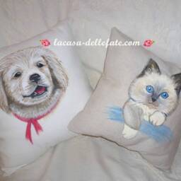 Hand-Painted Cat Pillow Case, Pet Painting On Cushion, Siamese Portrait, Kitten Pillow Cover, Pillow, Cats Lovers Gift - thumbnail 4