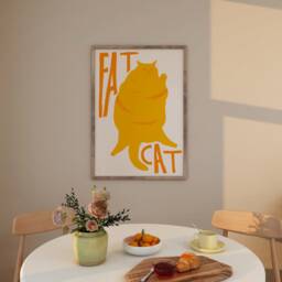 Fat Cat Art Print Poster, Vintage Print, Trendy Retro Toast Illustration, Mid Century Modern Kitchen Wall - thumbnail 1
