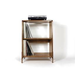 Mid Century Modern Vinyl Record Storage Cabinet Wooden Turntable Stand - thumbnail 3