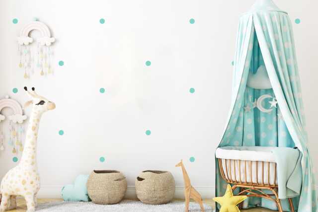 Round Wall Stickers 1.25 Inches in Diameter - Nursery & Baby Decor Choice Of Vinyl Colors 32 Art Set - image 1