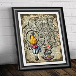 Dictionary Book Page Print Alice in Wonderland Catching The Clock. Art On Old Published 1889 Wall Decor Artwork - thumbnail 3