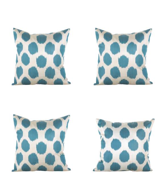 Set Of 4 Pcs, Ikat Pillow Cover, Silk & Cotton Pillow, 20.08 - image 1