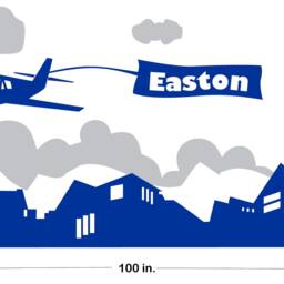 Kids Airplane with Custom Name Buldings Tree Vinyl Wall Art Decal Sticker Ws-0413 - thumbnail 2