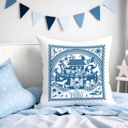 Personalised Christening Noah's Ark Nursery Cushion - New Baby, First Birthday, Baptism, Communion, Naming Ceremony Gift - thumbnail 1