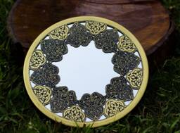 Unique Brass Mirror Islamic Art Hand Forged & Etched Antique- Oriental Geometry Patterns Wall - Geometric Works - thumbnail 1