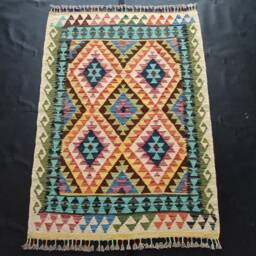 Kilim Rug Classic, Handmade Artisan Afghan Turkish Aztec Geometric Wool 144x104 cm - thumbnail 1