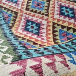 Kilim Rug Classic, Handmade Artisan Afghan Turkish Aztec Geometric Wool 144x104 cm - thumbnail 3
