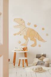 Dinosaur T-Rex Origami - Handcrafted Wooden Wall Decoration Hanging, For Kids Room Decor, Kinderzimmer Dekoration, Tyranosaurus Rex - thumbnail 1