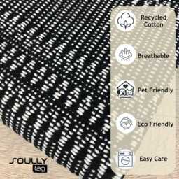 Recycled Cotton Throw Blanket - Durable Sofa Slip Cover Boho Bedspread Portuguese Black Woven Sustainable Home Decor Pet Friendly - thumbnail 4