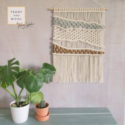 "Macrame Wall Hanging - Woven Brown & Gray Wool ""Earthy' Tapestry ""Ella" - thumbnail 2