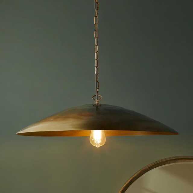 Raw Brass Pendant Light Mid Century Modern Sputnik Fixture - image 1