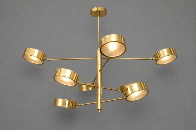 Mid-Century Stilnovo Style Vintage Fixture Linus Starburst Handmade Modern Ceiling Light 8-Light Brass Chandelier - image 1