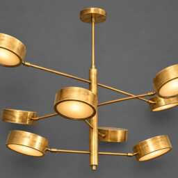 Mid-Century Stilnovo Style Vintage Fixture Linus Starburst Handmade Modern Ceiling Light 8-Light Brass Chandelier - thumbnail 2