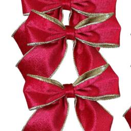 Luxury Red Velvet Tie On Christmas Tree Bows 5 - thumbnail 3