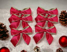 Luxury Red Velvet Tie On Christmas Tree Bows 5