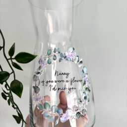 Personalised Floral Anniversary Vase, Nanny Gift, Nanny Vase, Anniversary Gift - thumbnail 2