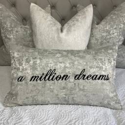 Personalised Cushion Embroidered Bolster Cover, Siver - Any Text & Name Embroidery Pillow Luxury Bedding Gift Idea - thumbnail 4