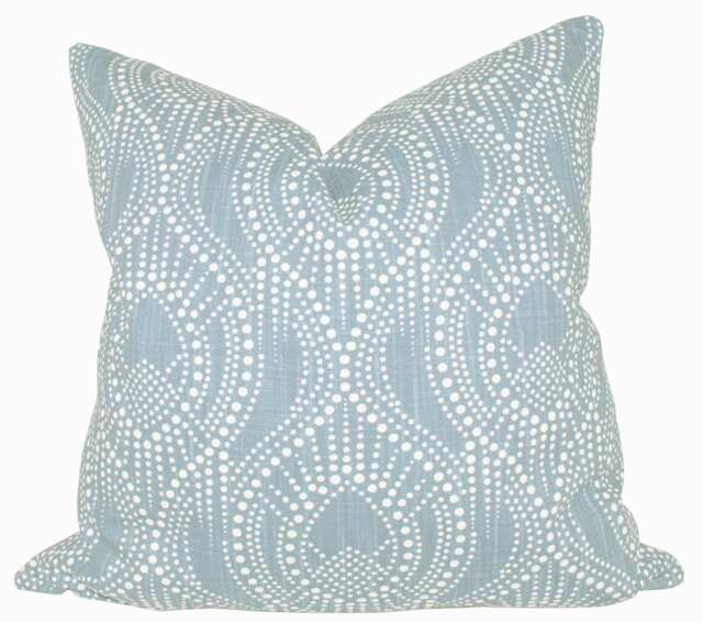 Pillow Custom Cover - Milky Blue Navy Brown White Modern 16x16, 18x18 - image 1