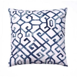 Pillow Custom Cover - Milky Blue Navy Brown White Modern 16x16, 18x18 - thumbnail 3