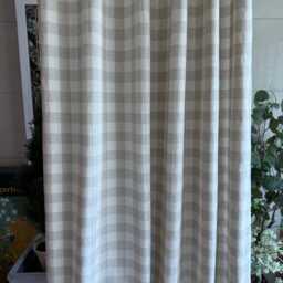 Farmhouse Buffalo Check Curtains Natural Linen Blend Grid Pattern Drapes Modern Country Window Panels Beige & White Gingham Set Of 2 - thumbnail 3