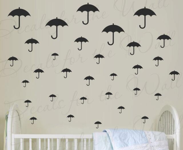 Umbrella Wall Mural Decals Vinyl Sky Graphic Kids Room Class Classroom Nursery Playroom Sticker Art Decor Large Decoration Sign G49 - image 1