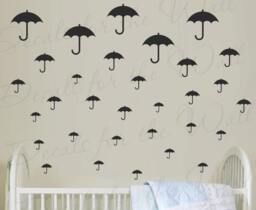 Umbrella Wall Mural Decals Vinyl Sky Graphic Kids Room Class Classroom Nursery Playroom Sticker Art Decor Large Decoration Sign G49 - thumbnail 1