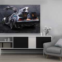 Delorean Back To The Future Rustic Wall Texture, Wall Hanging , Wall Art, Wall Hangings Decor, Mounted Canvas Print Ready Hang - thumbnail 2