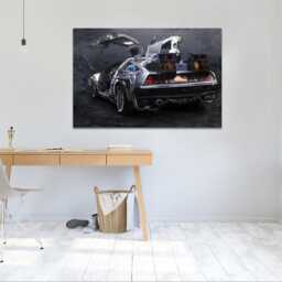 Delorean Back To The Future Rustic Wall Texture, Wall Hanging , Wall Art, Wall Hangings Decor, Mounted Canvas Print Ready Hang - thumbnail 3