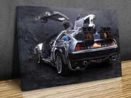 Delorean Back To The Future Rustic Wall Texture, Wall Hanging , Wall Art, Wall Hangings Decor, Mounted Canvas Print Ready Hang - thumbnail 1