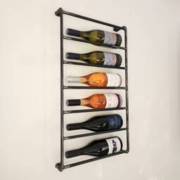 Handmade Rustic Steel Wine Rack - Industrial Wall Storage