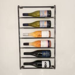 Rustic Wine Rack - Industrial Wall Storage Handmade Wood & Steel Bottle UK Made Bar Shelf - thumbnail 2